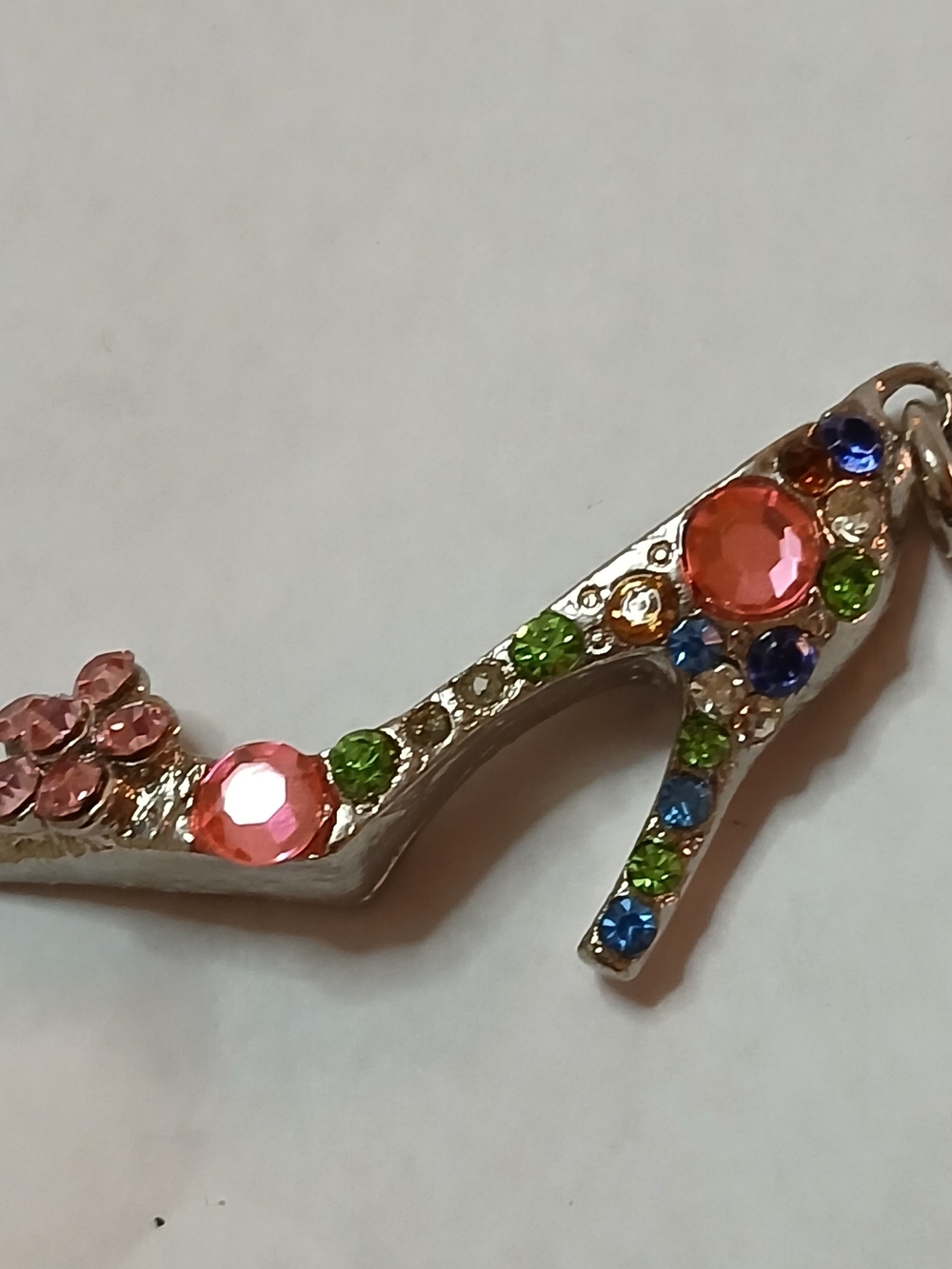 Multicolor Crystal High Heel Pendant Necklace Charm - Pink Accent